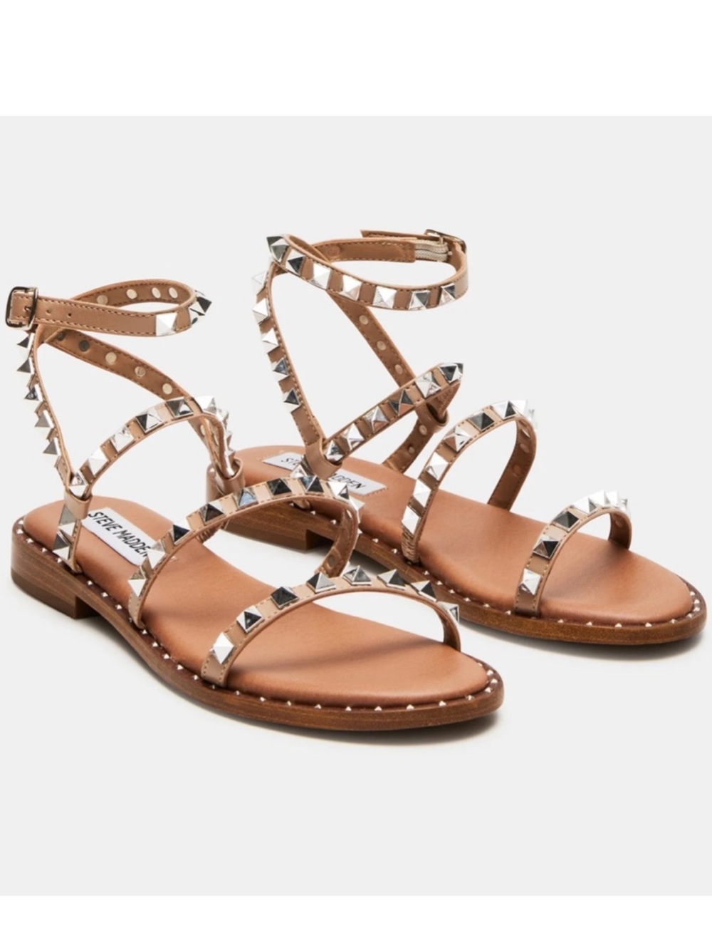 Steve Madden Tan Studded Strappy Sandals